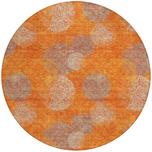 HomeRoots 5' Refresh Your Space with Vibrant Orange and Peach Polka Dot Washable Indoor-Outdoor Rug Decor 8' Round 614685