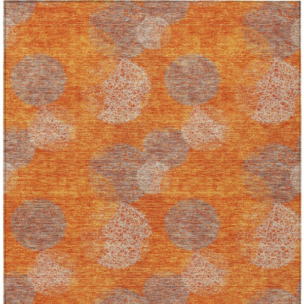 HomeRoots 5' Refresh Your Space with Vibrant Orange and Peach Polka Dot Washable Indoor-Outdoor Rug Decor 8' X 10' 614686