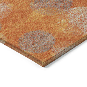 HomeRoots 5' Refresh Your Space with Vibrant Orange and Peach Polka Dot Washable Indoor-Outdoor Rug Decor 8' X 10' 614686