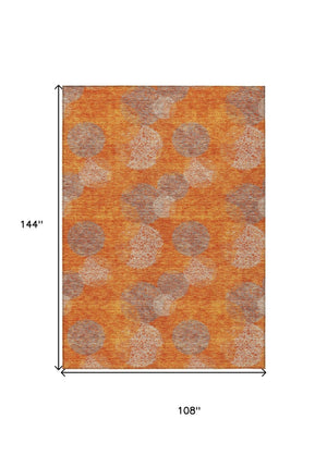 HomeRoots 5' Refresh Your Space with Vibrant Orange and Peach Polka Dot Washable Indoor-Outdoor Rug Decor 9' X 12' 614687