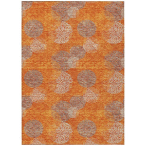 HomeRoots 5' Refresh Your Space with Vibrant Orange and Peach Polka Dot Washable Indoor-Outdoor Rug Decor 9' X 12' 614687