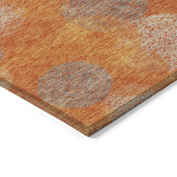 HomeRoots 5' Refresh Your Space with Vibrant Orange and Peach Polka Dot Washable Indoor-Outdoor Rug Decor 9' X 12' 614687