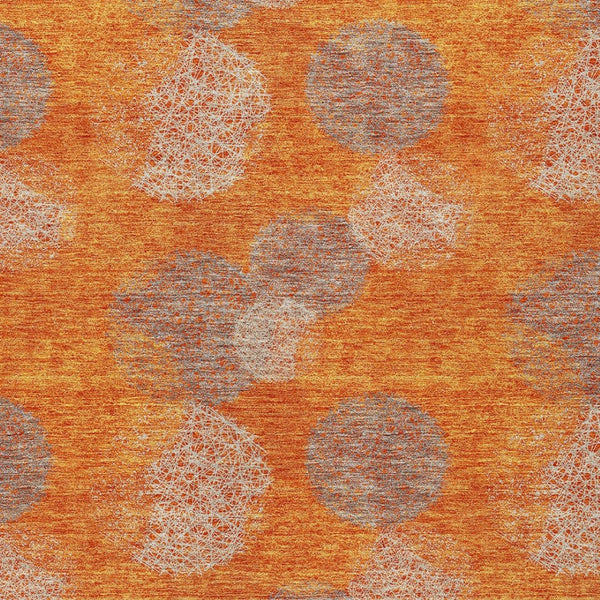 HomeRoots 5' Refresh Your Space with Vibrant Orange and Peach Polka Dot Washable Indoor-Outdoor Rug Decor 9' X 12' 614687