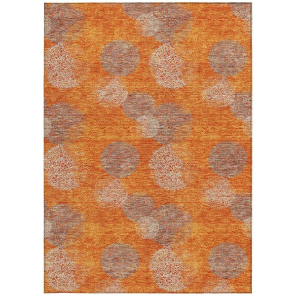 HomeRoots 5' Refresh Your Space with Vibrant Orange and Peach Polka Dot Washable Indoor-Outdoor Rug Decor 10' X 14' 614688
