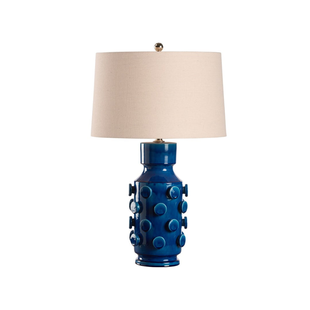 Wildwood Ungaro Sculptural Ceramic Table Lamp Handmade In Italy With Matte Glaze And Raised Circular Texture Blue 61469
