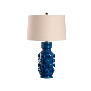 Wildwood Ungaro Sculptural Ceramic Table Lamp Handmade In Italy With Matte Glaze And Raised Circular Texture Blue 61469