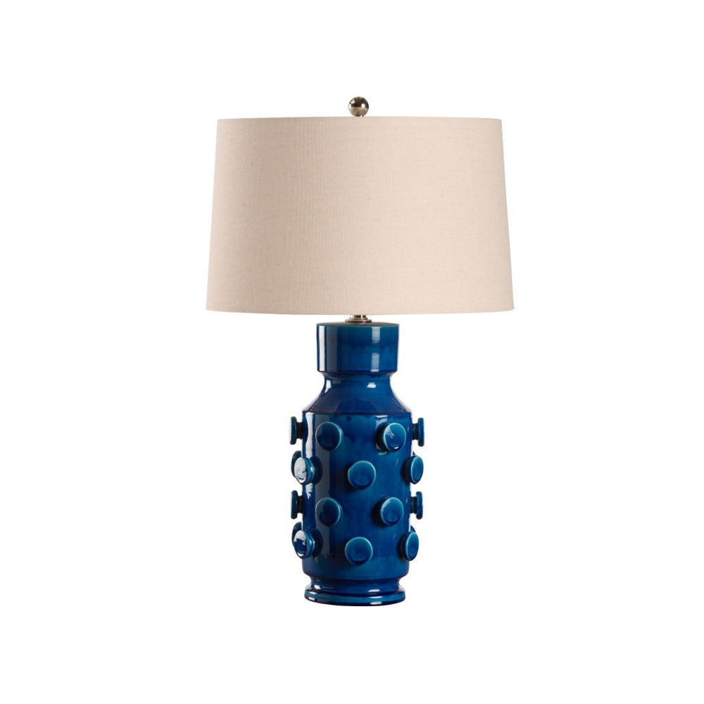 Wildwood Ungaro Sculptural Ceramic Table Lamp Handmade In Italy With Matte Glaze And Raised Circular Texture Blue 61469