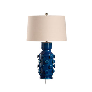 Wildwood Ungaro Sculptural Ceramic Table Lamp Handmade In Italy With Matte Glaze And Raised Circular Texture Blue 61469