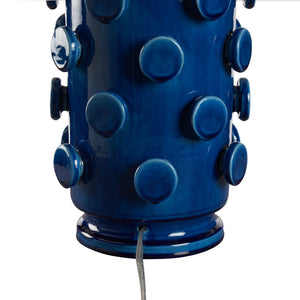 Wildwood Ungaro Sculptural Ceramic Table Lamp Handmade In Italy With Matte Glaze And Raised Circular Texture Blue 61469