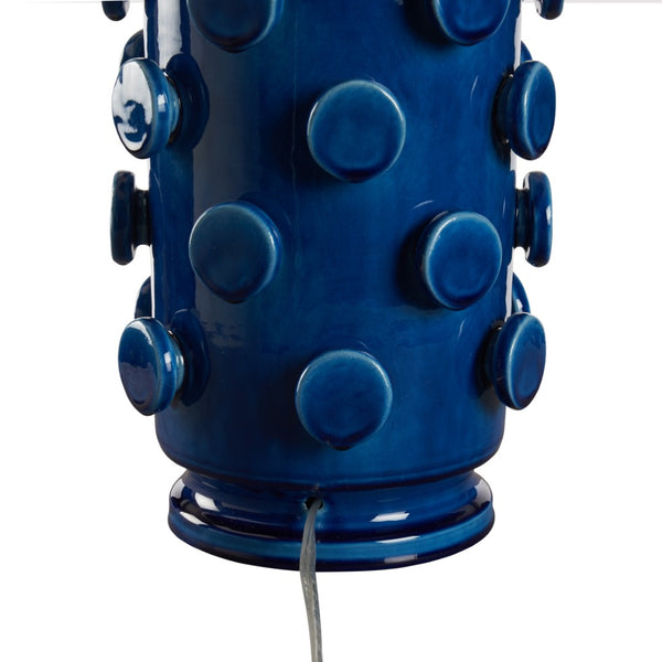 Wildwood Ungaro Sculptural Ceramic Table Lamp Handmade In Italy With Matte Glaze And Raised Circular Texture Blue 61469