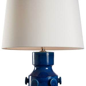 Wildwood Ungaro Sculptural Ceramic Table Lamp Handmade In Italy With Matte Glaze And Raised Circular Texture Blue 61469