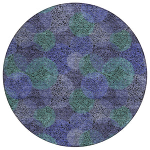 HomeRoots 5' Playful Polka Dot Area Rug in Purple and Green - Washable, Durable for Indoor & Outdoor Use 8' Round 614697
