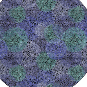 HomeRoots 5' Playful Polka Dot Area Rug in Purple and Green - Washable, Durable for Indoor & Outdoor Use 8' Round 614697