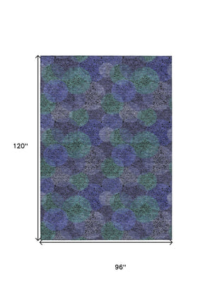 HomeRoots 5' Playful Polka Dot Area Rug in Purple and Green - Washable, Durable for Indoor & Outdoor Use 8' X 10' 614698