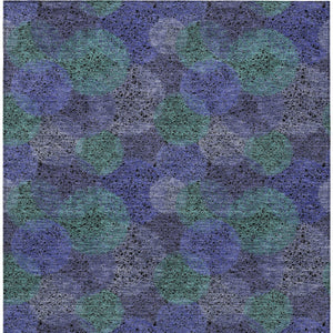 HomeRoots 5' Playful Polka Dot Area Rug in Purple and Green - Washable, Durable for Indoor & Outdoor Use 9' X 12' 614699