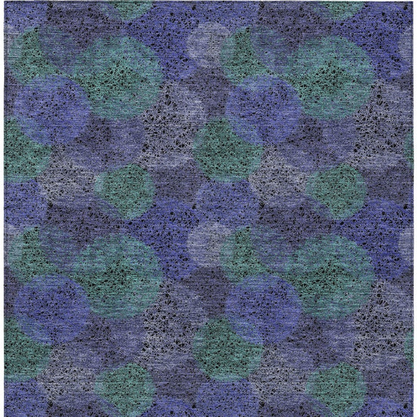 HomeRoots 5' Playful Polka Dot Area Rug in Purple and Green - Washable, Durable for Indoor & Outdoor Use 9' X 12' 614699