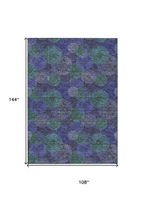 HomeRoots 5' Playful Polka Dot Area Rug in Purple and Green - Washable, Durable for Indoor & Outdoor Use 9' X 12' 614699