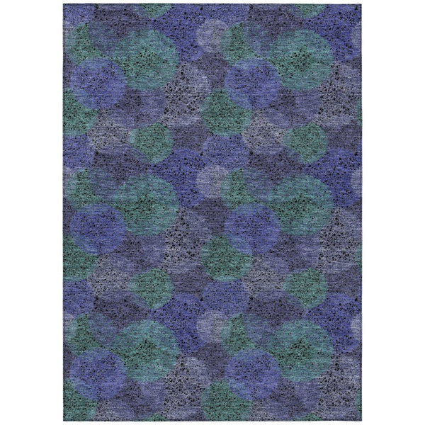 HomeRoots 5' Playful Polka Dot Area Rug in Purple and Green - Washable, Durable for Indoor & Outdoor Use 9' X 12' 614699