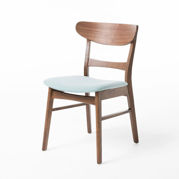 English Elm Set of 2 Mid-century Upholstered Dining Chairs with Splayed Rubberwood Legs N759P288145T