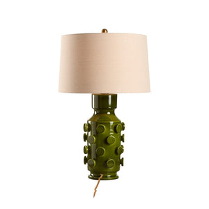 Wildwood Ungaro Sculptural Ceramic Table Lamp Handmade In Italy With Matte Glaze And Raised Circular Texture Green 61470