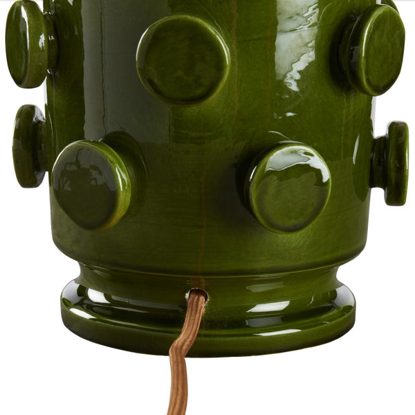 Wildwood Ungaro Sculptural Ceramic Table Lamp Handmade In Italy With Matte Glaze And Raised Circular Texture Green 61470