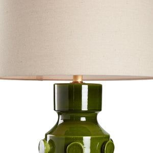 Wildwood Ungaro Sculptural Ceramic Table Lamp Handmade In Italy With Matte Glaze And Raised Circular Texture Green 61470