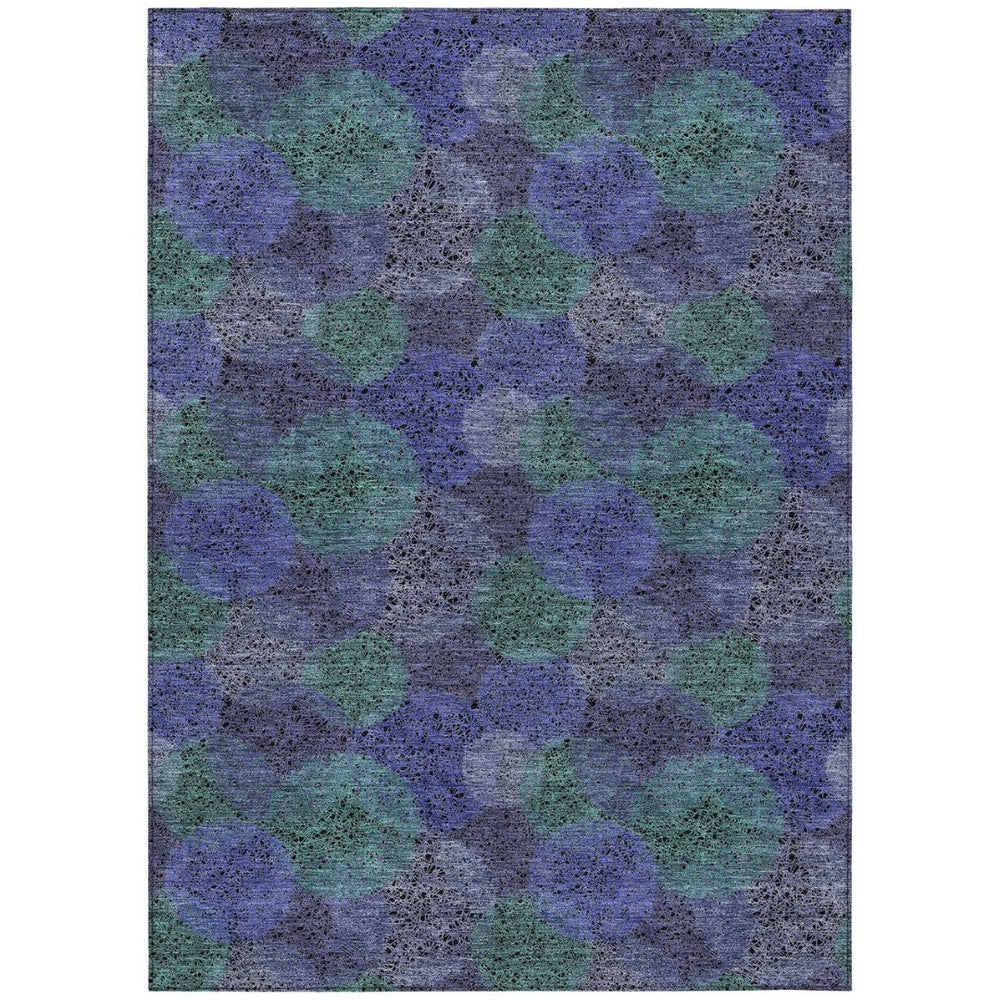 HomeRoots 5' Playful Polka Dot Area Rug in Purple and Green - Washable, Durable for Indoor & Outdoor Use 10' X 14' 614700