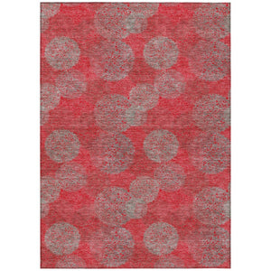 HomeRoots 5' Elevate Your Space with a Bold Red, Gray & Silver Polka Dot Indoor-Outdoor Area Rug, Machine Washable 5' X 8' 614702