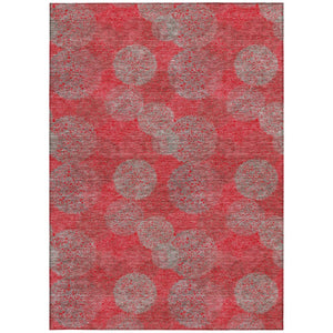 HomeRoots 5' Elevate Your Space with a Bold Red, Gray & Silver Polka Dot Indoor-Outdoor Area Rug, Machine Washable 5' X 8' 614702