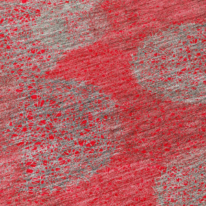 HomeRoots 5' Elevate Your Space with a Bold Red, Gray & Silver Polka Dot Indoor-Outdoor Area Rug, Machine Washable 8' Round 614703