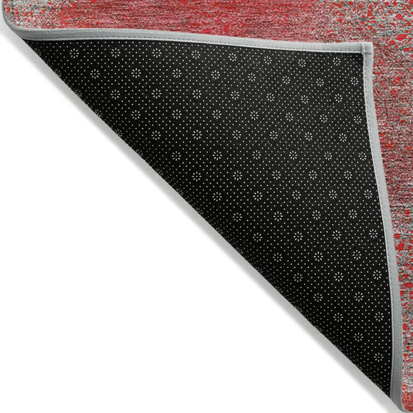 HomeRoots 5' Elevate Your Space with a Bold Red, Gray & Silver Polka Dot Indoor-Outdoor Area Rug, Machine Washable 8' X 10' 614704