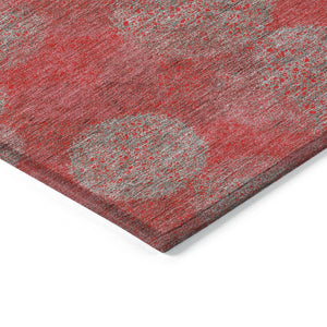 HomeRoots 5' Elevate Your Space with a Bold Red, Gray & Silver Polka Dot Indoor-Outdoor Area Rug, Machine Washable 8' X 10' 614704