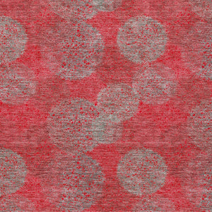 HomeRoots 5' Elevate Your Space with a Bold Red, Gray & Silver Polka Dot Indoor-Outdoor Area Rug, Machine Washable 8' X 10' 614704