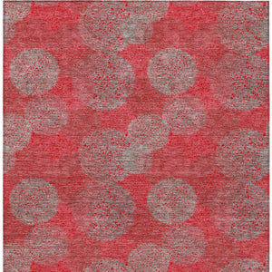 HomeRoots 5' Elevate Your Space with a Bold Red, Gray & Silver Polka Dot Indoor-Outdoor Area Rug, Machine Washable 9' X 12' 614705