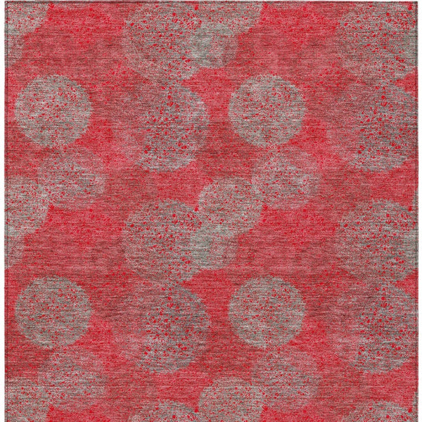 HomeRoots 5' Elevate Your Space with a Bold Red, Gray & Silver Polka Dot Indoor-Outdoor Area Rug, Machine Washable 9' X 12' 614705
