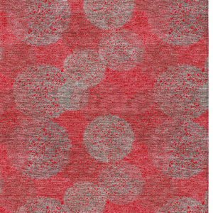 HomeRoots 5' Elevate Your Space with a Bold Red, Gray & Silver Polka Dot Indoor-Outdoor Area Rug, Machine Washable 9' X 12' 614705