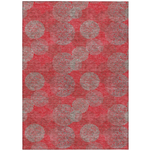 HomeRoots 5' Elevate Your Space with a Bold Red, Gray & Silver Polka Dot Indoor-Outdoor Area Rug, Machine Washable 10' X 14' 614706
