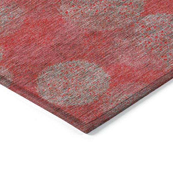 HomeRoots 5' Elevate Your Space with a Bold Red, Gray & Silver Polka Dot Indoor-Outdoor Area Rug, Machine Washable 10' X 14' 614706