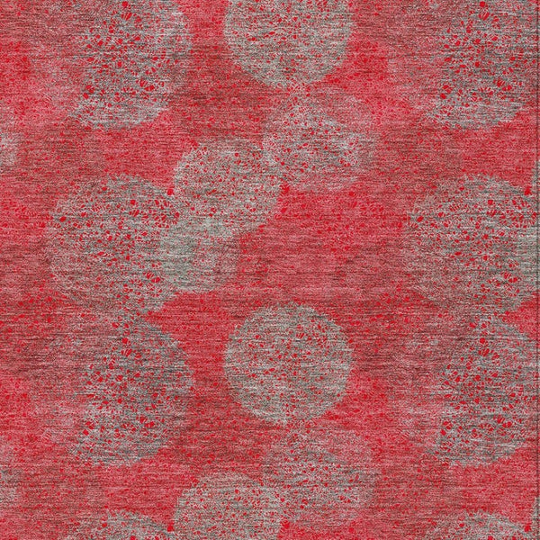 HomeRoots 5' Elevate Your Space with a Bold Red, Gray & Silver Polka Dot Indoor-Outdoor Area Rug, Machine Washable 10' X 14' 614706