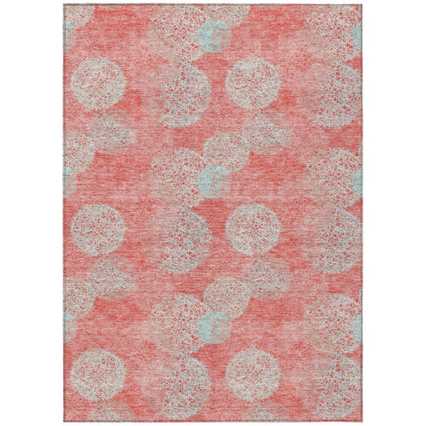 HomeRoots 5' Polka Dot Indoor Outdoor Area Rug in Salmon, Ivory & Sky Blue - Washable, Durable & Cheerful Accent 5' X 8' 614708