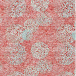 HomeRoots 5' Polka Dot Indoor Outdoor Area Rug in Salmon, Ivory & Sky Blue - Washable, Durable & Cheerful Accent 5' X 8' 614708