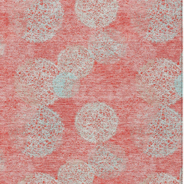 HomeRoots 5' Polka Dot Indoor Outdoor Area Rug in Salmon, Ivory & Sky Blue - Washable, Durable & Cheerful Accent 5' X 8' 614708