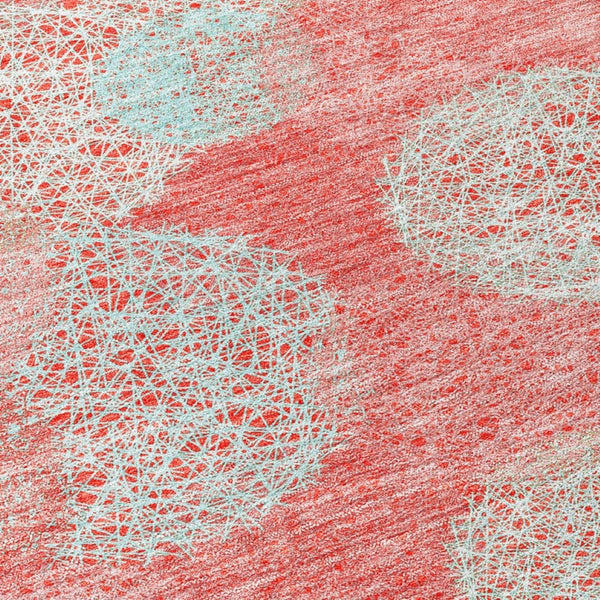 HomeRoots 5' Polka Dot Indoor Outdoor Area Rug in Salmon, Ivory & Sky Blue - Washable, Durable & Cheerful Accent 8' Round 614709