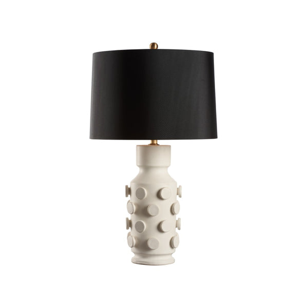 Wildwood Ungaro Sculptural Ceramic Table Lamp Handmade In Italy With Matte Glaze And Raised Circular Texture White/Cream 61471
