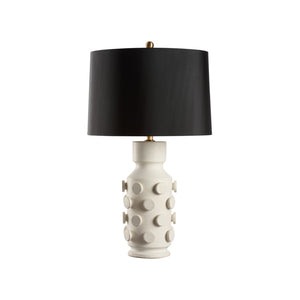 Wildwood Ungaro Sculptural Ceramic Table Lamp Handmade In Italy With Matte Glaze And Raised Circular Texture White/Cream 61471