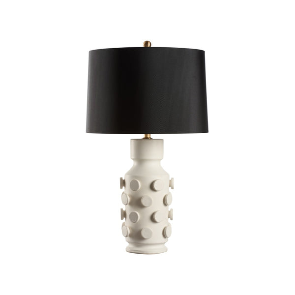 Wildwood Ungaro Sculptural Ceramic Table Lamp Handmade In Italy With Matte Glaze And Raised Circular Texture White/Cream 61471