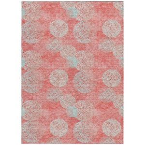 HomeRoots 5' Polka Dot Indoor Outdoor Area Rug in Salmon, Ivory & Sky Blue - Washable, Durable & Cheerful Accent 8' X 10' 614710