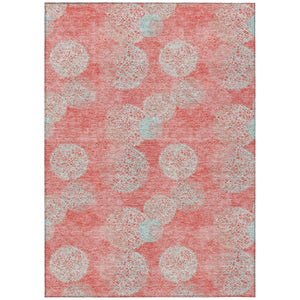 HomeRoots 5' Polka Dot Indoor Outdoor Area Rug in Salmon, Ivory & Sky Blue - Washable, Durable & Cheerful Accent 8' X 10' 614710