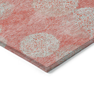 HomeRoots 5' Polka Dot Indoor Outdoor Area Rug in Salmon, Ivory & Sky Blue - Washable, Durable & Cheerful Accent 8' X 10' 614710
