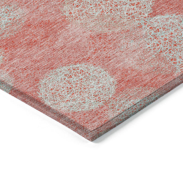 HomeRoots 5' Polka Dot Indoor Outdoor Area Rug in Salmon, Ivory & Sky Blue - Washable, Durable & Cheerful Accent 8' X 10' 614710